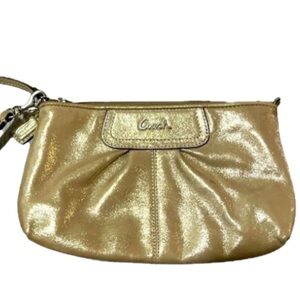 Coach Gold Suede Convertible Wristlet Purse